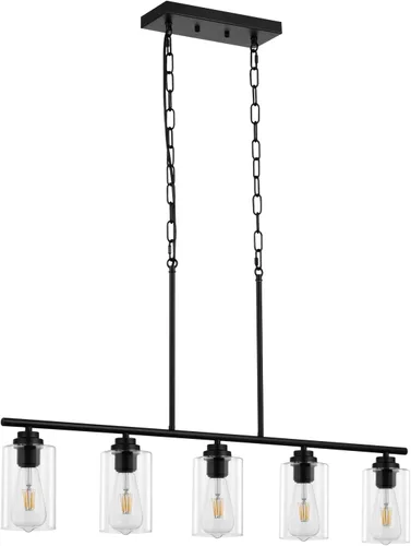 Vista 15 de VEVOR Candelabro de 6 Luces, Candelabro de Metal Estilo Granja, Altura Ajustable, Lámpara Colgante de Comedor para Techos, Candelabro Moderno
