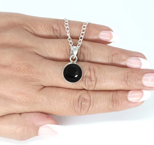 Vista 4 de JEWELOPORIUM 99520_P - Colgante de plata de ley 925 para mujer, 0.47 pulgadas, piedra preciosa redonda, hecha a mano, para regalo (99520_P)