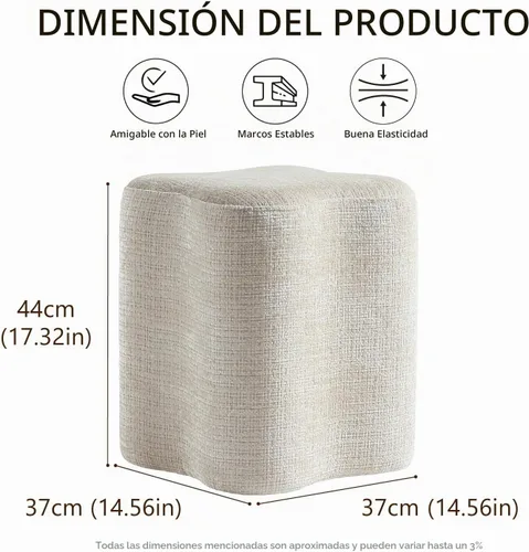 Vista 2 de Get Set Style Otomana con forma de flores de 14.4 pulgadas, moderno taburete otomano de felpilla para sala de estar, cómodo puf extra para sentarse