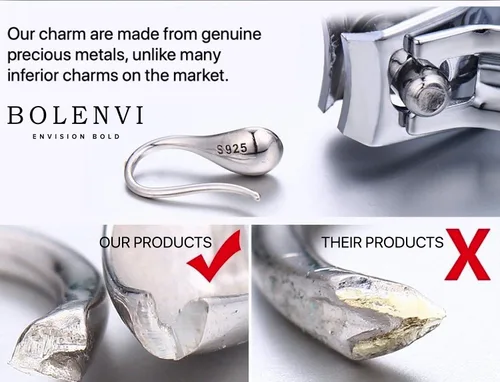Vista 6 de Bolenvi - Abalorio de plata de ley 925 con diseño de tiburón blanco para pulseras o collares