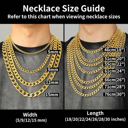 Vista 6 de ChainsHouse Collar de cadena de eslabones cubanos para hombre y mujer, 0.118 in0.157 in0.197 in0.315 in0.354 in0.472 in0.591 in ancho, acero