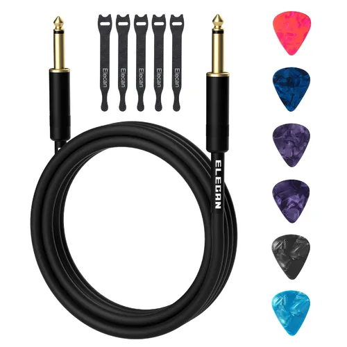 Vista 7 de Cable de guitarra de 4 pies/paquete de 2 - Ángulo recto + recto a recto, cable para instrumentos - nylon trenzado chapado en oro - 90 grados, 1/4