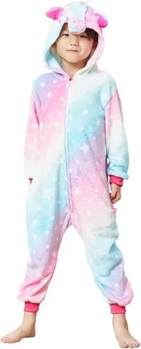 Vista 2 de HQFURS Mono de unicornio para niños pijama de animales para cosplay disfraz unisex de Halloween