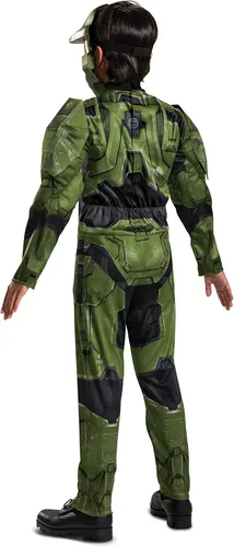 Vista 6 de Disfraz de Halo Infinite Master Chief overol con relleno acolchado musculoso para niños, inspirado en personaje de videojuegos