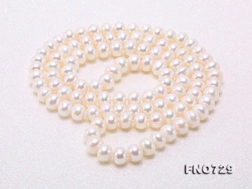 Vista 3 de JYX Pearl Collar largo 0.354-0.394 in plano redondo blanco perla de agua dulce collar suéter sin fin 32", Perla, Perla