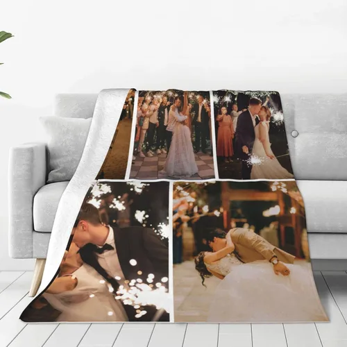 Vista 22 de Manta personalizada con texto, fotos, manta personalizada para cumpleaños de adultos y niños, boda, Navidad, Halloween, Día del Padre, Día