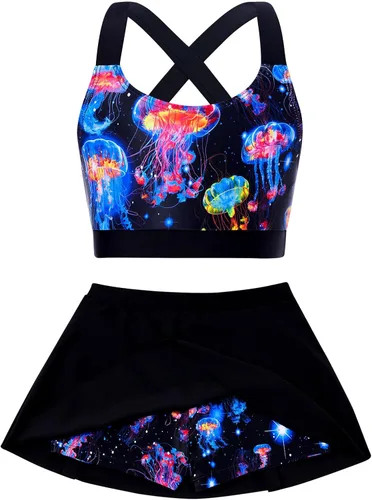 Vista 13 de Traje de baño para niñas de 2 piezas con pantalones cortos con Alania Floral