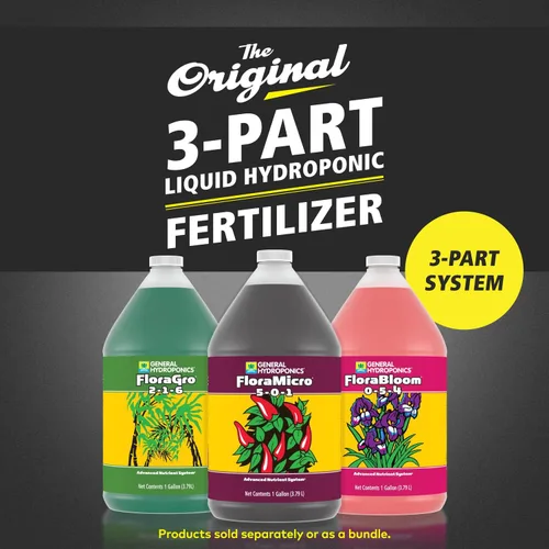 Vista 2 de General Hydroponics FloraSeries Sistema de Fertilizantes Hidroponía con FloraMicro, FloraBloom y FloraGro, 1 galón.