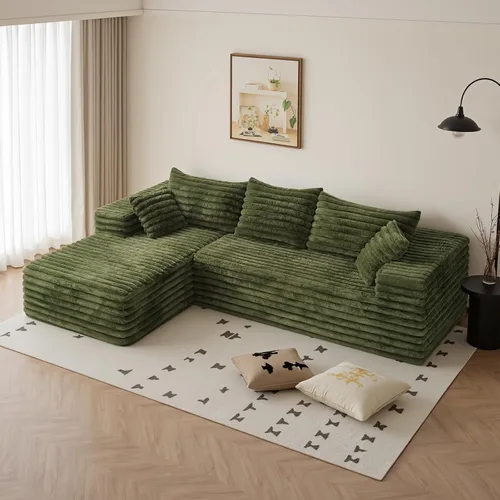 Vista 15 de Sofás seccionales negros para sala de estar, sofá sin estructura rígida con chaise en forma de L, sofá modular en caja con asiento profundo,