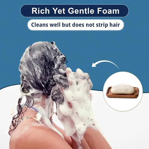 Vista 4 de Barra de champú para cabello fino con aceite de argán y kiwi, espuma suave, natural, verde, sin SLS, sin sulfato, sin jabón, cero residuos, vegano