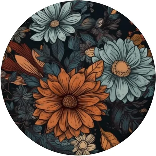Vista 3 de Floral chill pattern fall flowers en la base negra PopSockets intercambiable PopGrip