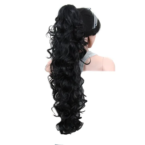 Vista 2 de KUKI - Extensión de cabello sintético largo y rizado de 31 pulgadas, con pinza y mandíbula, 1B
