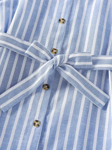 Vista 3 de Romwe Vestido de verano para niña con tirantes delgados botones frontales y cinturón