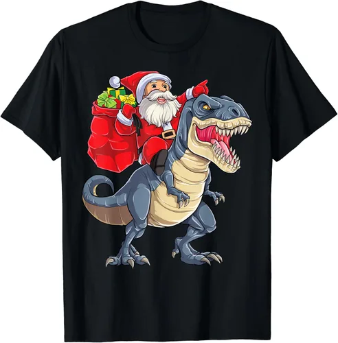 Vista 2 de Dinosaur T rex - Camiseta de Navidad para niños y niñas, Negro