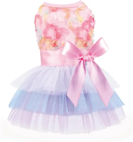 Vista 17 de Yikeyo Vestido de perro para primavera y verano, ropa de perro para perros pequeños, falda para perros pequeños, vestidos de cachorro, vestido