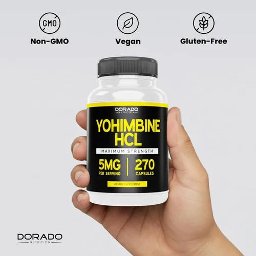 Vista 8 de Yohimbine HCL 5mg para hombres y mujeres (270 cápsulas) más potente que el polvo de corteza de Yohimbe - Garantía de calidad - Probado por terceros
