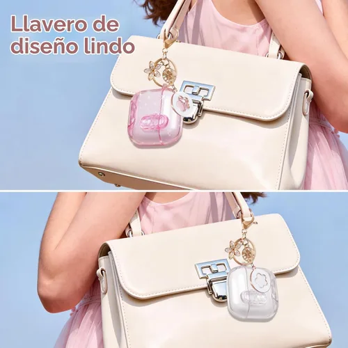 Vista 7 de (con bloqueo) Funda transparente compatible con bonitos Apple Airpods Pro 1/2 fundas para mujeres, TPU Transparency Air Pods Pro de 1ª 2ª