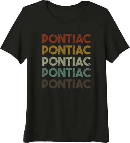 Vista 5 de Pontiac, Michigan - Retro Vintage City Shirt