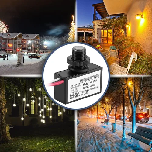 Vista 3 de Zerodis Interruptor fotoeléctrico del sensor del atardecer al amanecer de 120V, automático, negro