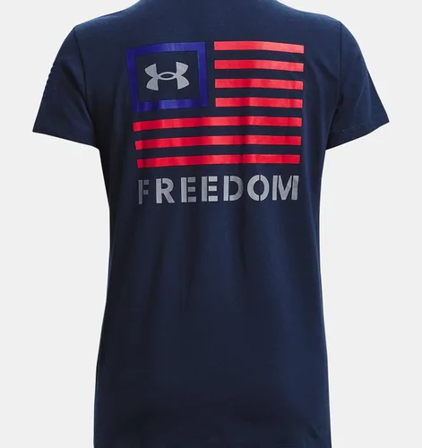 Vista 6 de Under Armour Nueva camiseta Freedom Banner para mujer, Azul cobalto