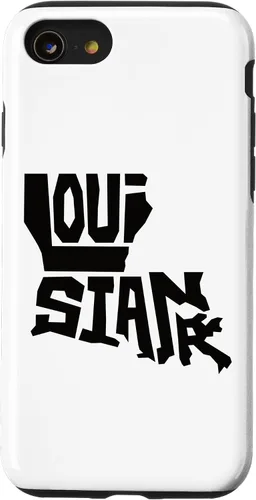 Vista 13 de iPhone 15 Patriotic Home State Map of Louisiana Text Art Shape Design Case