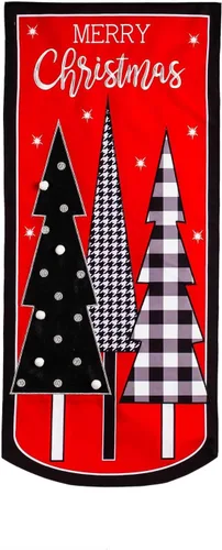 Vista 2 de Evergreen Flag, Trío de árbol de Navidad, impresiones eternas, decoración textil, 28 x 12.5 x 0.13 pulgadas