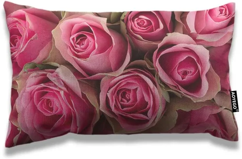 Vista 22 de AOYEGO Funda de almohada de cuadros rojos y verdes de 12 x 20 pulgadas, fundas de almohada rectangulares de algodón y lino para decoración