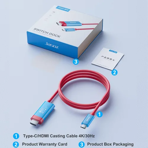 Vista 7 de KAGO Cable USB C a HDMI para Nintendo SwitchSwitch OLED, salida 4K HD de 6.6 ft6.6 pies, puerto de carga PD de 100 W, cable adaptador de TV