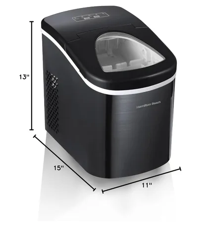 Vista 6 de HAMILTON BEACH Máquina compacta para hacer hielo de encimera (negro inoxidable): nunca te quedes sin hielo de nuevo para agua, café y más Obtén 26