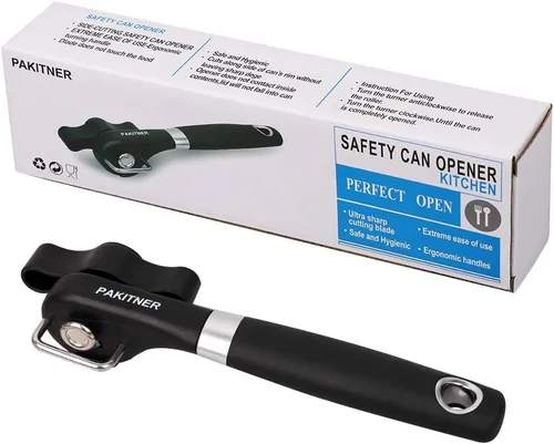 Vista 7 de PAKITNER - Abrelatas de corte seguro, abrelatas de borde liso - Perilla de mano de fácil giro, abrelatas manual, borde liso ergonómico, herramienta