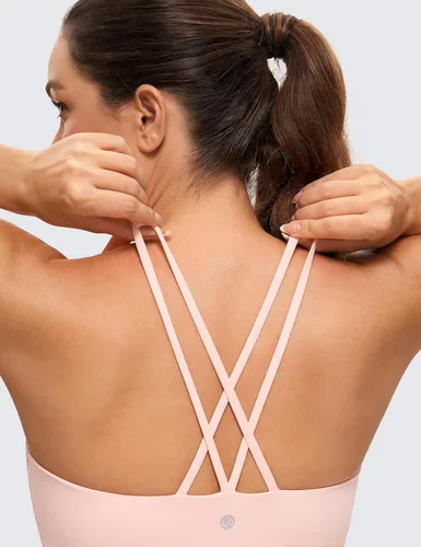 Vista 4 de CRZ YOGA Brasier para deportes de bajo impacto para mujer con tirantes sin varillas acolchado Yoga Bra Tops