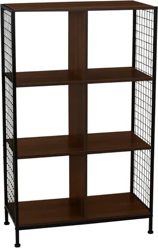 Vista 10 de Household Essentials Estantería de madera y hierro de nogal de mediados de siglo