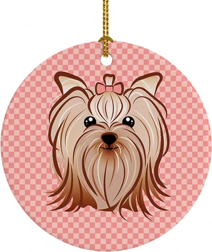 Vista 57 de Caroline's Treasures Affenpinscher - Adorno de cerámica para colgar en el árbol de Navidad con copos de nieve rojos y verdes, para el hogar