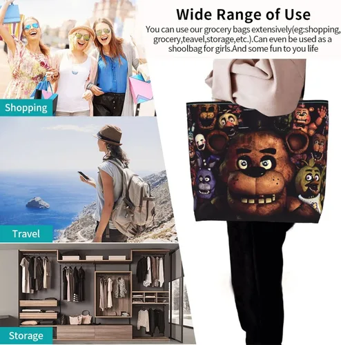 Vista 8 de BELSAV Bolsa de mano con estampado para mujer, reutilizable, plegable, bolsa de compras, bolsa de playa, bolsa de hombro, bolsa de viaje