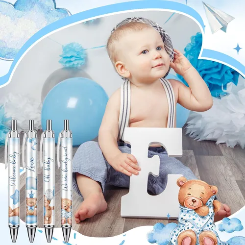 Vista 4 de Chuangdi 48 bolígrafos de baby shower, recuerdos de fiesta a granel para invitados, bolígrafos retráctiles de tinta negra, regalos de baby shower