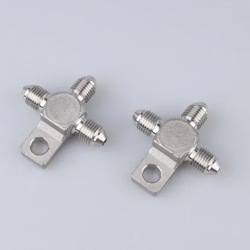Vista 6 de AC PERFORMANCE Acero inoxidable -3 AN macho manguera de freno extremo T bloque con lengüeta de montaje Adaptador de bloque en T de 3 vías macho