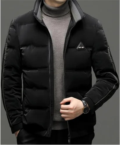 Vista 2 de CZDYUF - Chaqueta de invierno para hombre, cuello alto, casual, cálida, gruesa, para negocios, para personas jóvenes (color D, talla XL)
