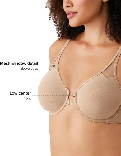 Vista 3 de Wacoal Body By Wacoal - Brasier sin forro con espalda cruzada y cierre frontal para mujer Negro