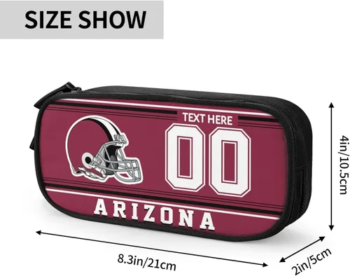 Vista 2 de Estuche para lápices Arizona, caja de lápices con nombre y número personalizados, estuche personalizado de estilo de fútbol, estuche de bolígrafo