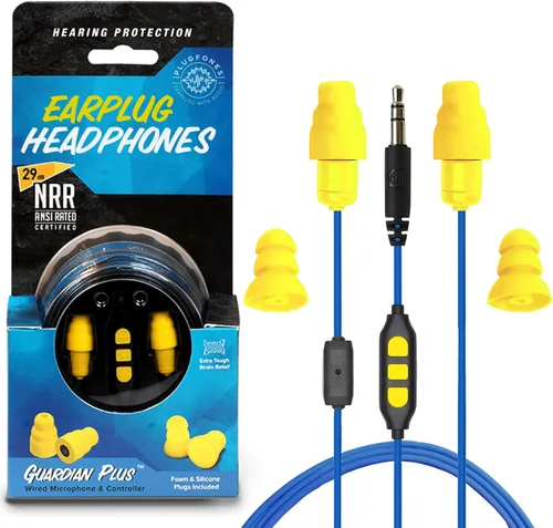 Vista 10 de Plugfones Guardian Plus - Auriculares intrauditivos híbridos con reducción de ruido con micrófono de aislamiento de ruido y controles (negro)