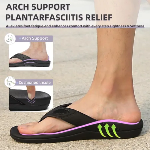 Vista 2 de MEGNYA Sandalias ortopédicas para hombre para fascitis plantar, sandalias atléticas con soporte para el arco, cómodas pantuflas para caminar