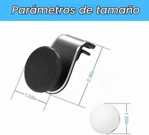 Vista 2 de Soporte magnético para teléfono para automóvil, soporte universal ajustable de 360° para soporte de ventilación de aire de automóvil, se adapta a