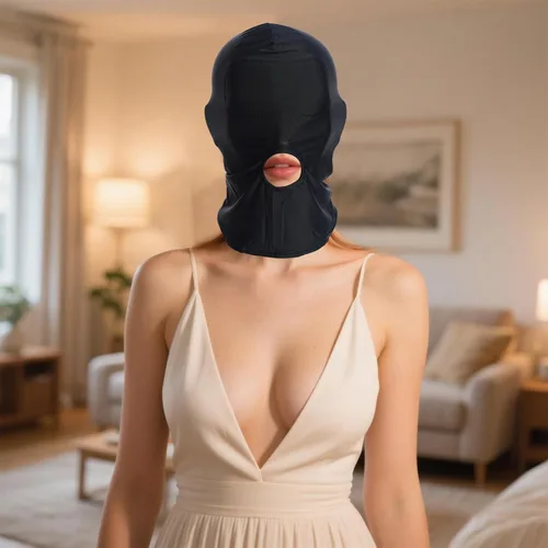 Vista 7 de Máscara de capucha Zentai de cobertura completa de elastano para ojos y boca abiertos (4 unidades)
