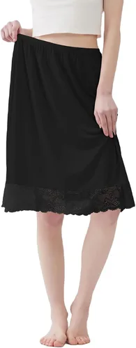 Vista 5 de 1 Pack Lace Satin Slip Underskirt Half Slips for Under Dresses Skirt Extenders Womens Anti Static Half Slip