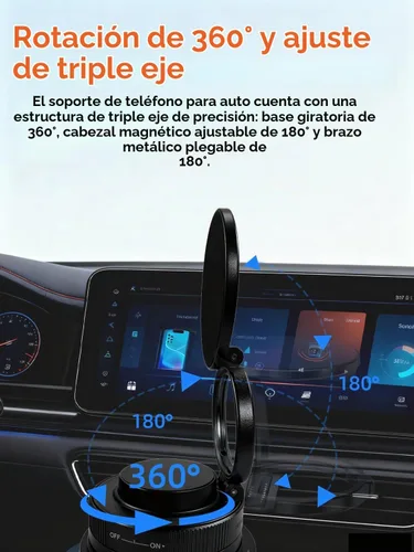 Vista 3 de Soporte magnético para teléfono de coche al vacío con imanes fuertes, soporte ajustable de 360° para teléfono celular, soporte plegable Magsafe