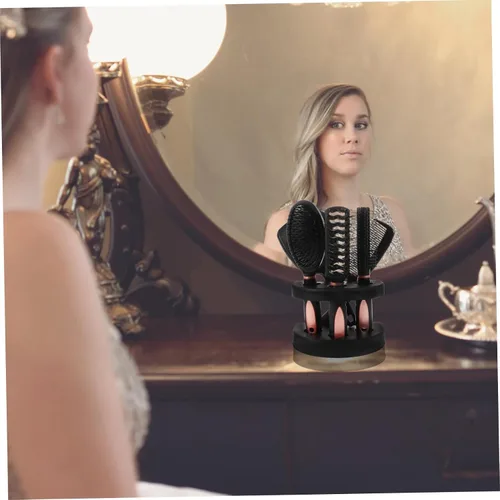Vista 5 de FRCOLOR Juego de 5 peines de pelo con espejo, juego de 5 herramientas de peinado para cabello rizado, cepillo para cabello rizado, peine de masaje