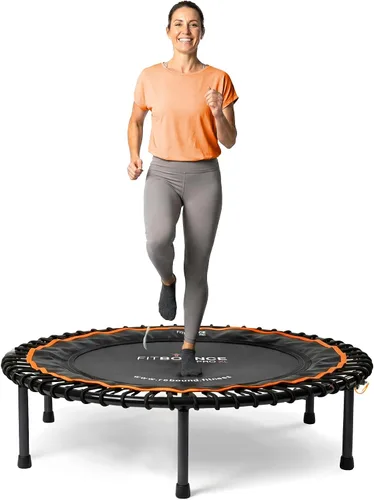 Vista 8 de MXL FIT Bounce PRO XL Bungee Rebounder - Mini trampolín de interior premium para adultos, rebote silencioso de bajo impacto, plegado medio con patas