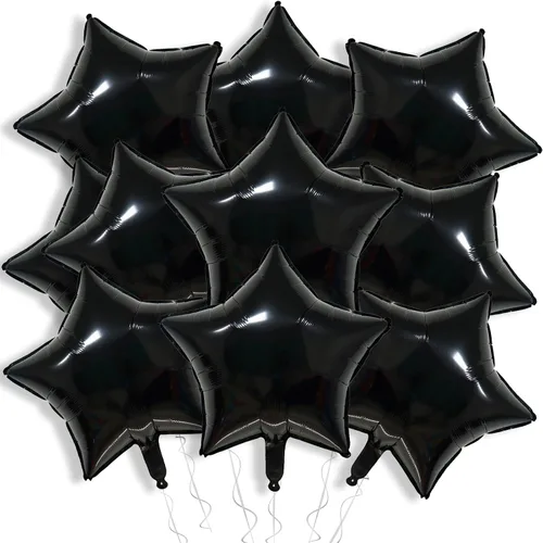 Vista 17 de Globos de papel de aluminio con forma de estrella de arena beige, marrón y blanco, 10 globos de Mylar en forma de estrellas de 18 pulgadas