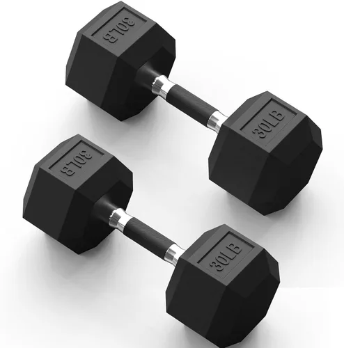 Vista 25 de Hex Dumbbell Set 2.5-100lb, Rubber Grip Dumbbells, Home Gym Complete & Durable Cast Iron Core Odorless Antiroll Hex Shape Ergonomic Versatile Home