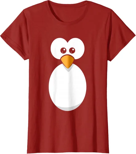 Vista 46 de Camiseta divertida con diseño de cara de pingüino o disfraz fácil, color negro, talla S